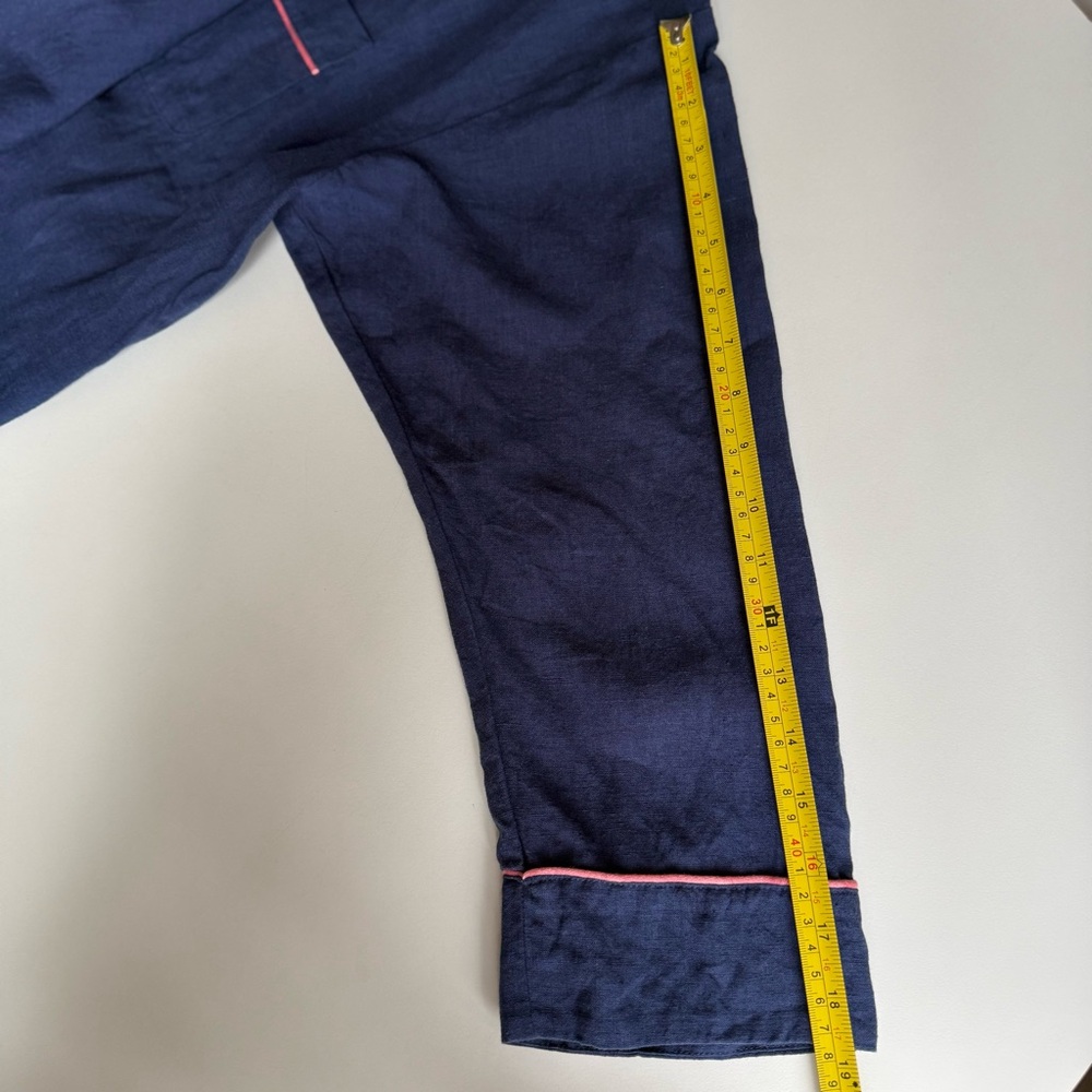 Ilana Kohn 100% Linen Made in USA Shirt Size S Blue with Pink Accents Jacket - Picture 13 of 15